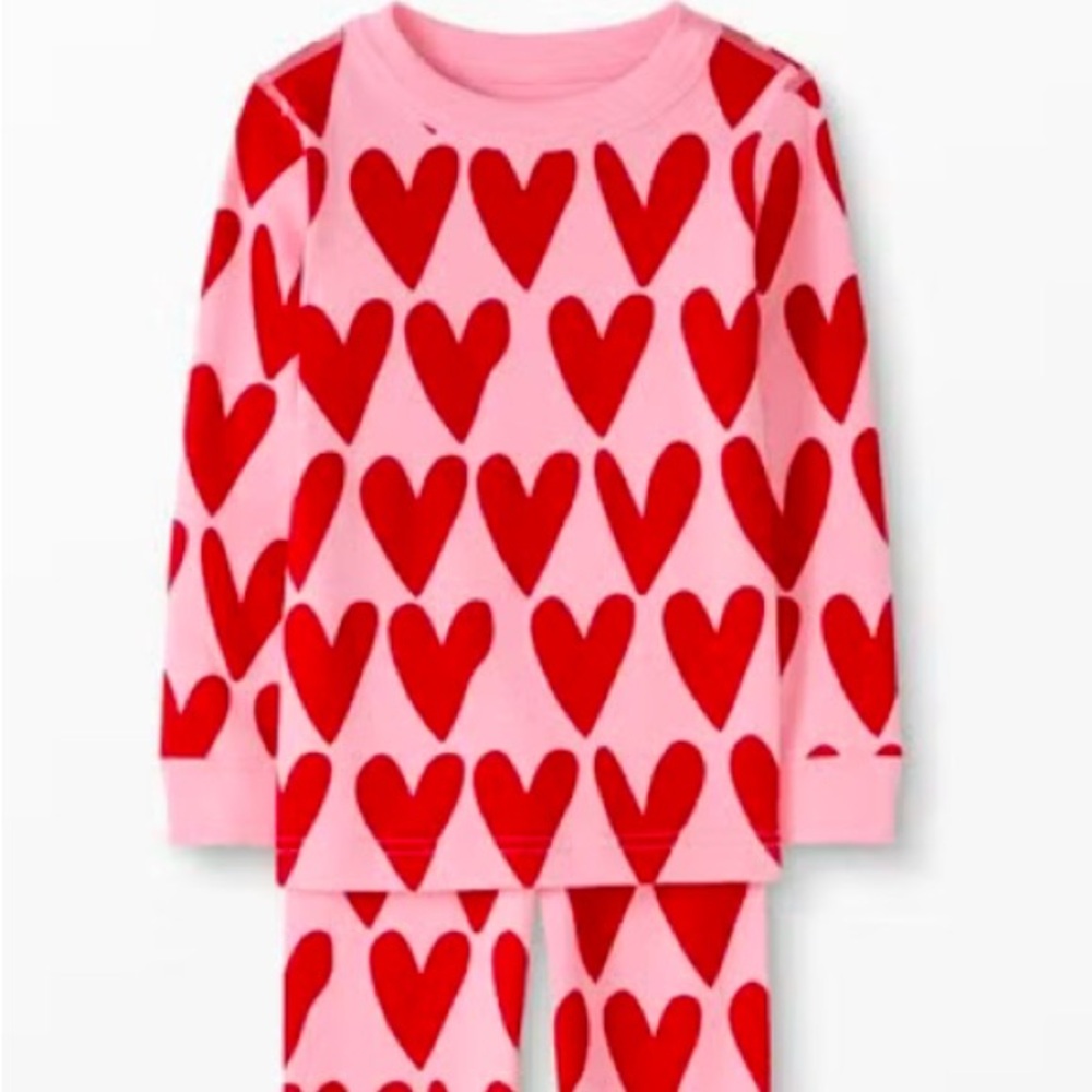 Hanna Andersson Heart Kids Pajama Set - Pink and Red